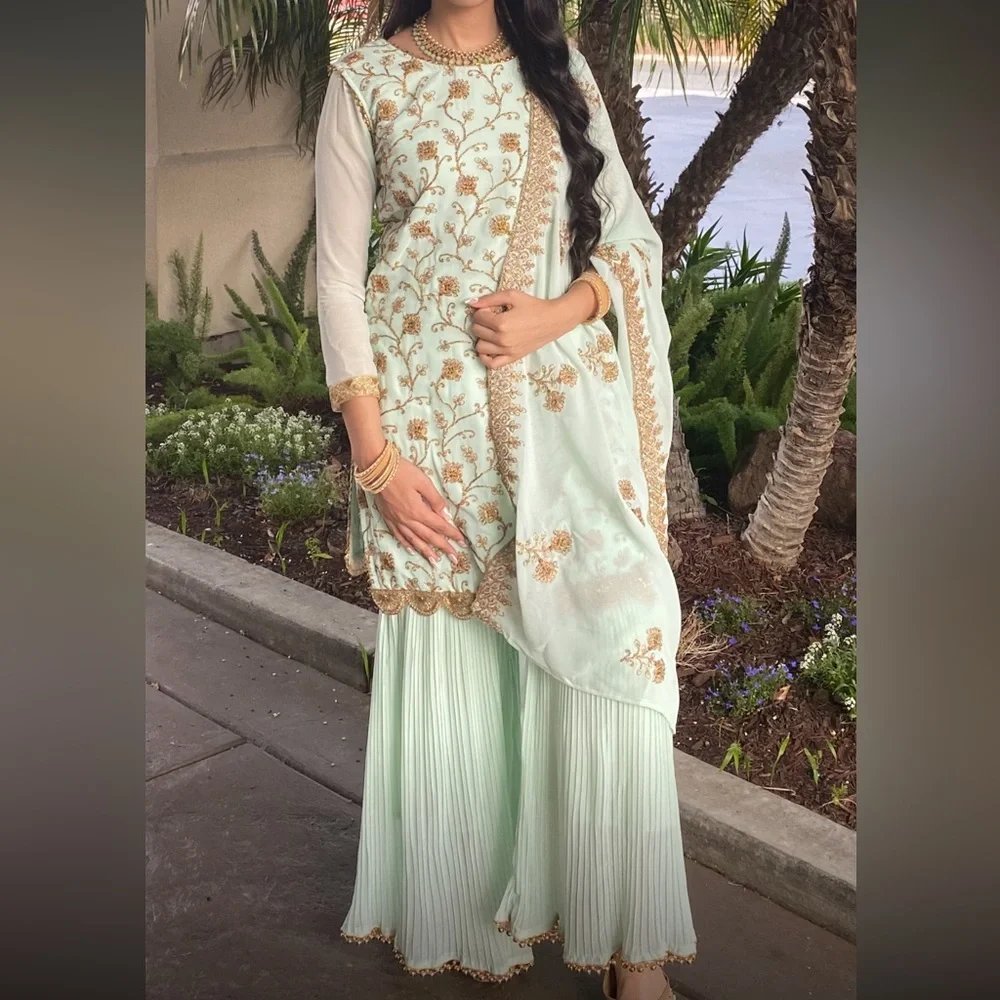 Mint Green Sharara - Picture 3 of 13